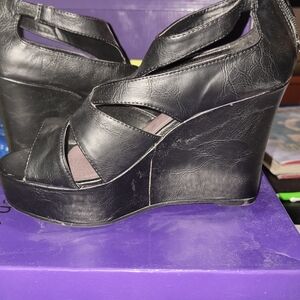 Madden Girl Black Wedge Sandals